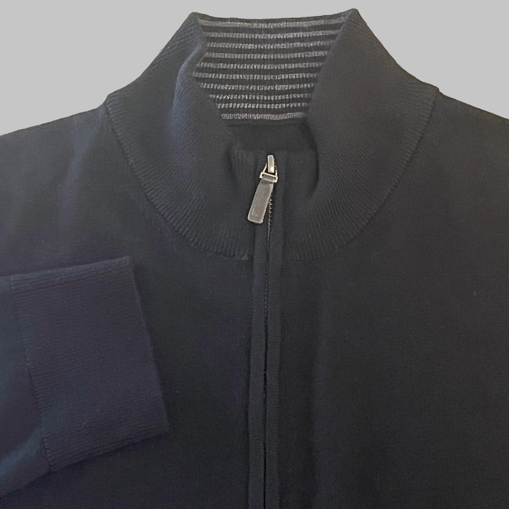 UNTUCKit Belguardo 1/4 Zip Pullover Sweater Men XXL Black Extra Fine Merino Wool - Picture 3 of 10